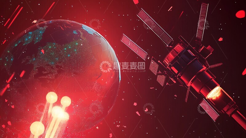 高清大图下载【趣麦麦图】卫星环绕地球庆1