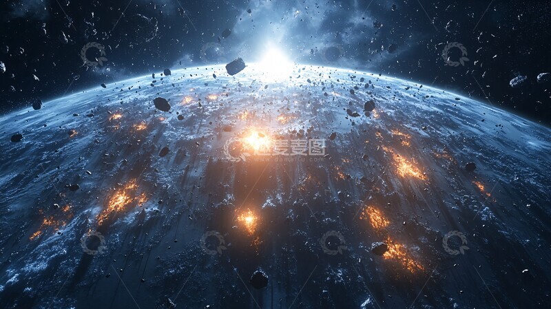 高清大图下载【趣麦麦图】卫星碎片环绕地球2