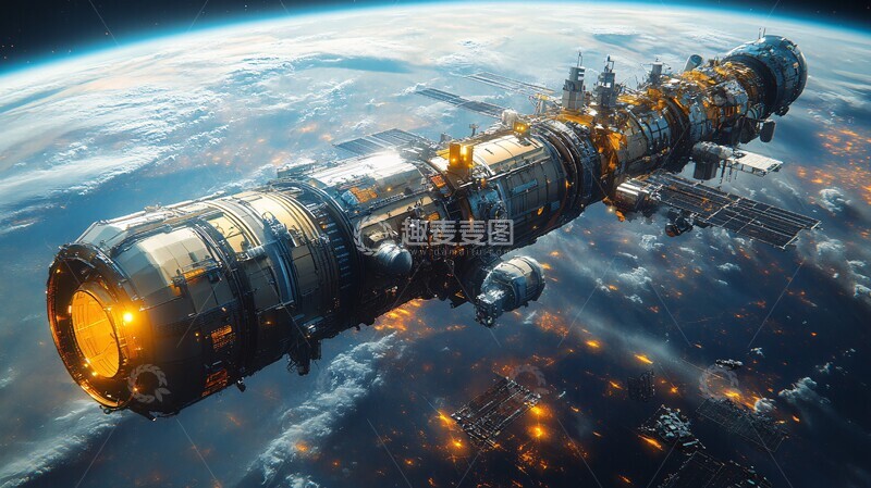 高清大图下载【趣麦麦图】空间站与卫星群2
