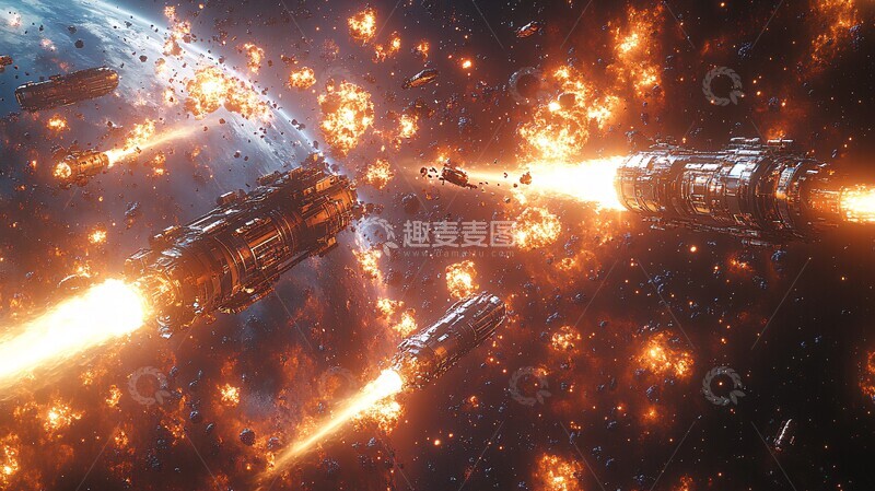 高清大图下载【趣麦麦图】卫星太空战斗3