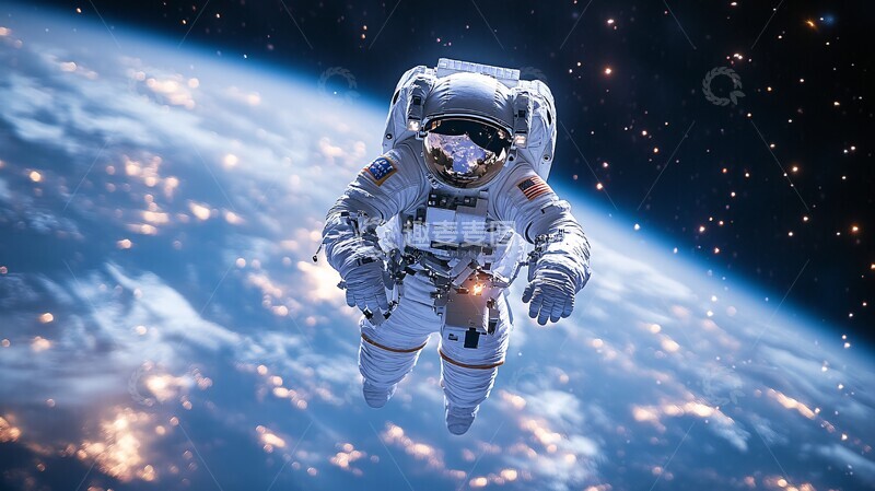 高清大图下载【趣麦麦图】宇航员太空飘浮2