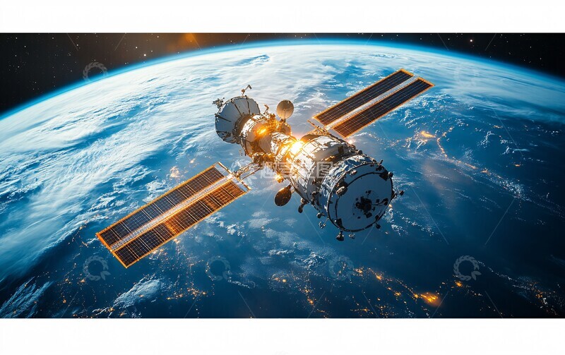 高清大图下载【趣麦麦图】蓝色地球卫星环绕2