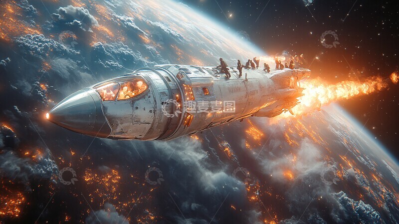 高清大图下载【趣麦麦图】火箭飞船与地球2