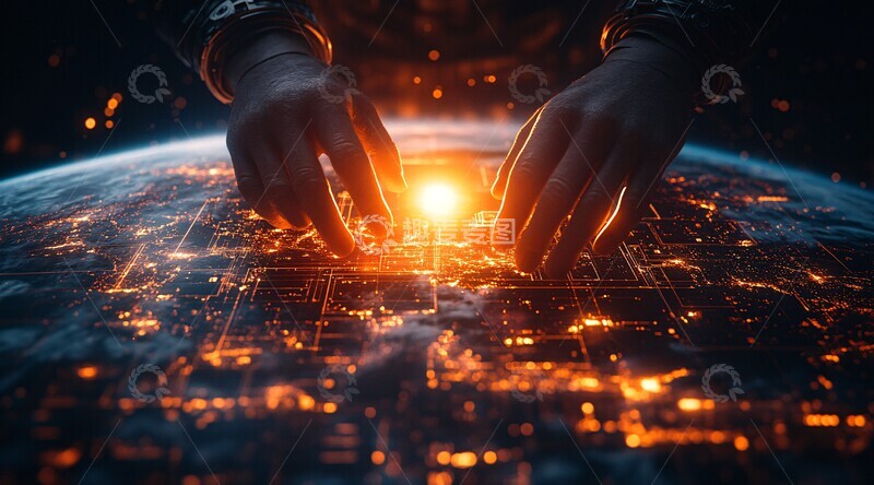 高清大图下载【趣麦麦图】卫星轨道光照地球3