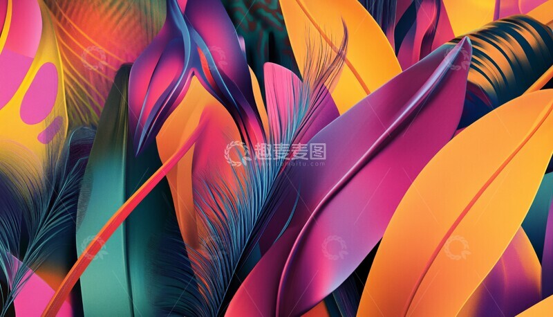 高清大图下载【趣麦麦图】彩色植物几何艺术3