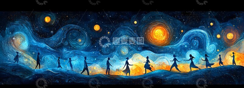 高清大图下载【趣麦麦图】蓝色动感群舞1