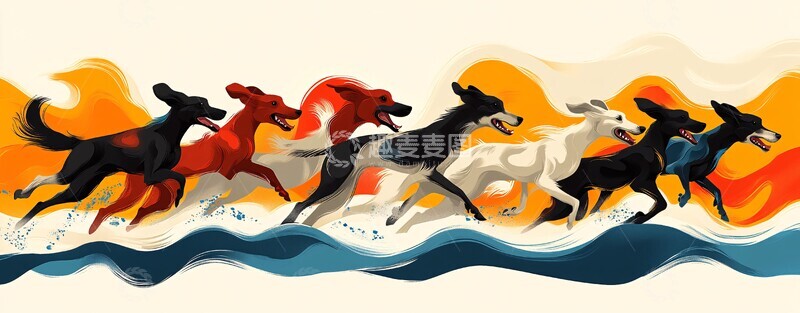 高清大图下载【趣麦麦图】奔跑的赛犬奔跑赛犬运动2
