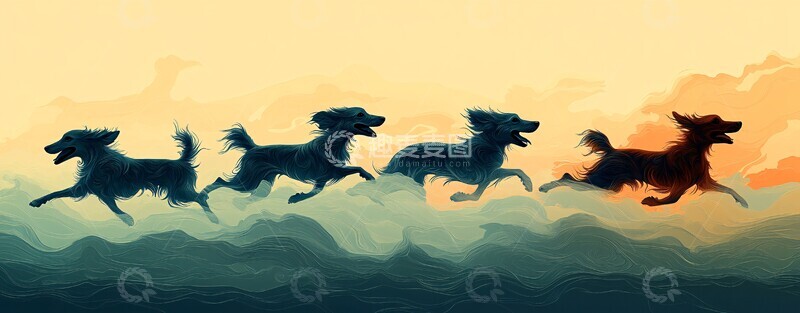 高清大图下载【趣麦麦图】奔跑的赛犬奔跑赛犬运动3