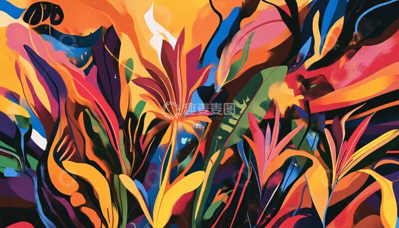 高清大图下载【趣麦麦图】彩色植物几何艺术2