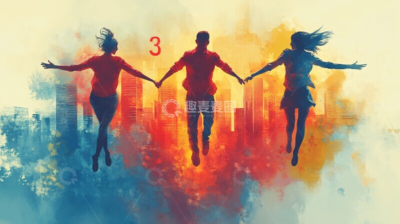 高清大图下载【趣麦麦图】三人成功动态图3