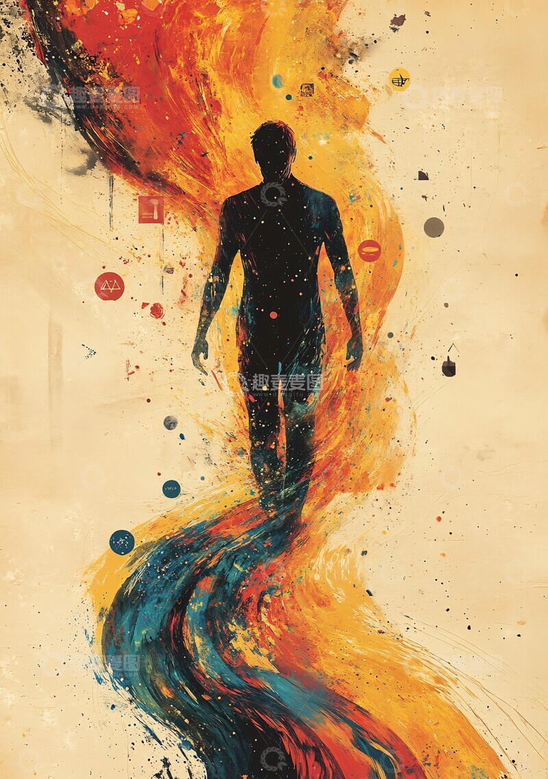 高清大图下载【趣麦麦图】人影动态几何图案1