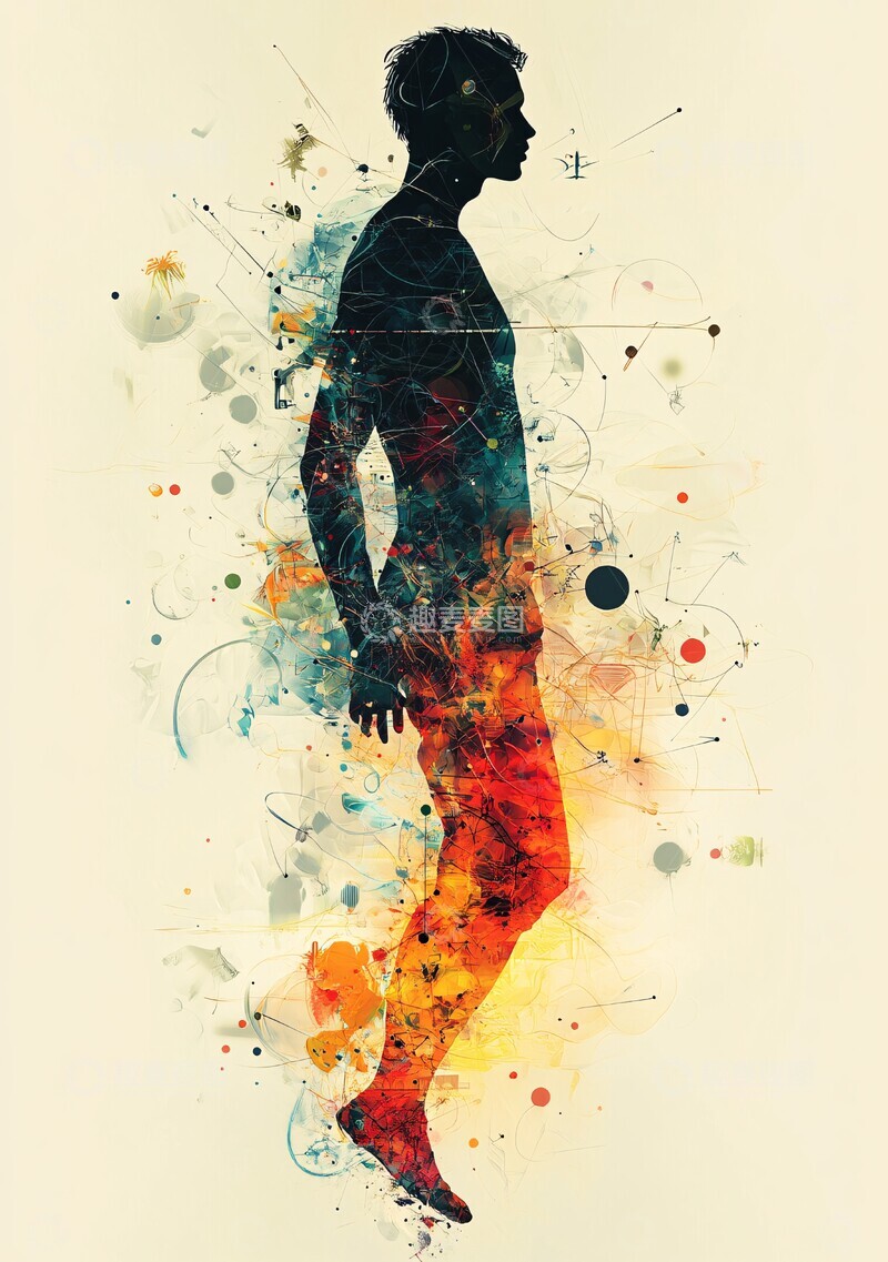 高清大图下载【趣麦麦图】人影动态几何图案3