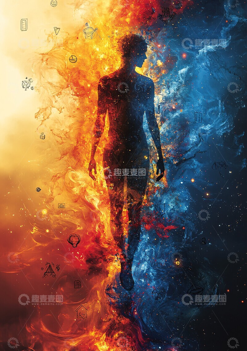 高清大图下载【趣麦麦图】人影动态几何图案