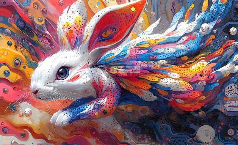 高清大图下载【趣麦麦图】白兔穿越奇幻之旅