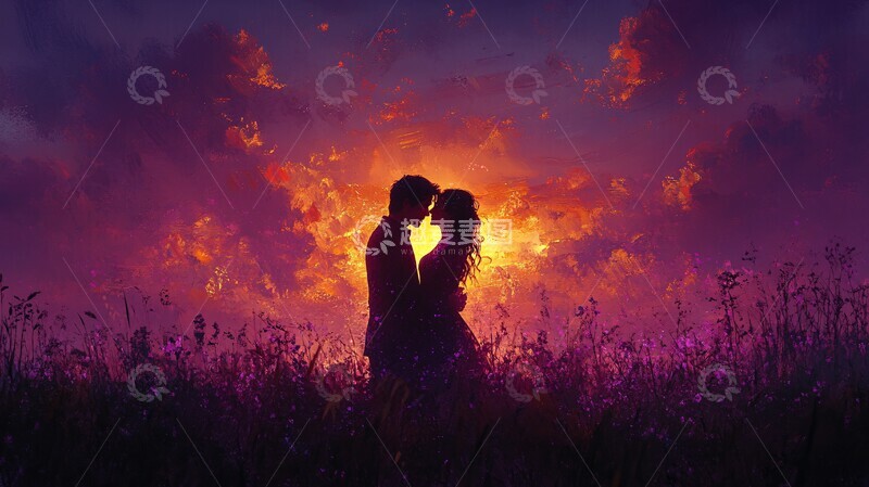 高清大图下载【趣麦麦图】黄昏下的拥抱3