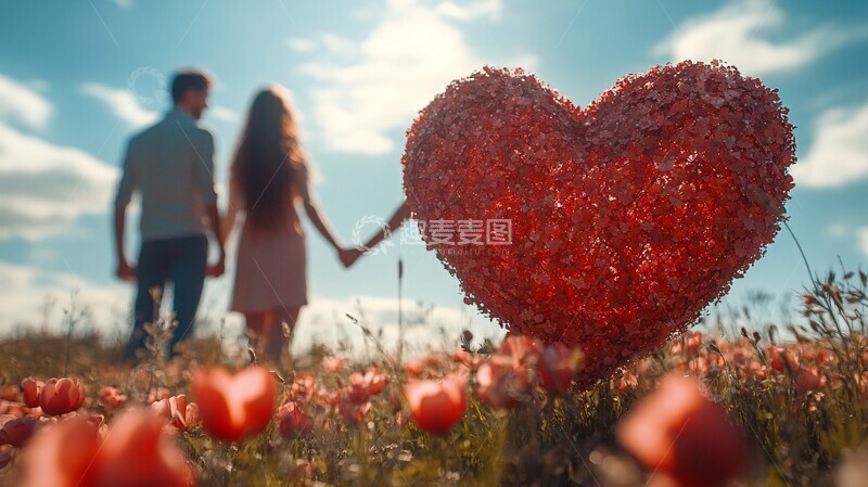 高清大图下载【趣麦麦图】牵手心形背景