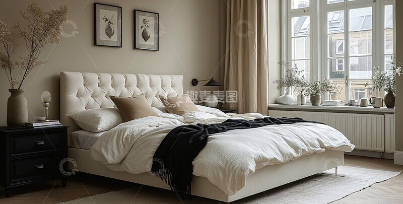 高清大图下载【趣麦麦图】白色卧室床头柜3