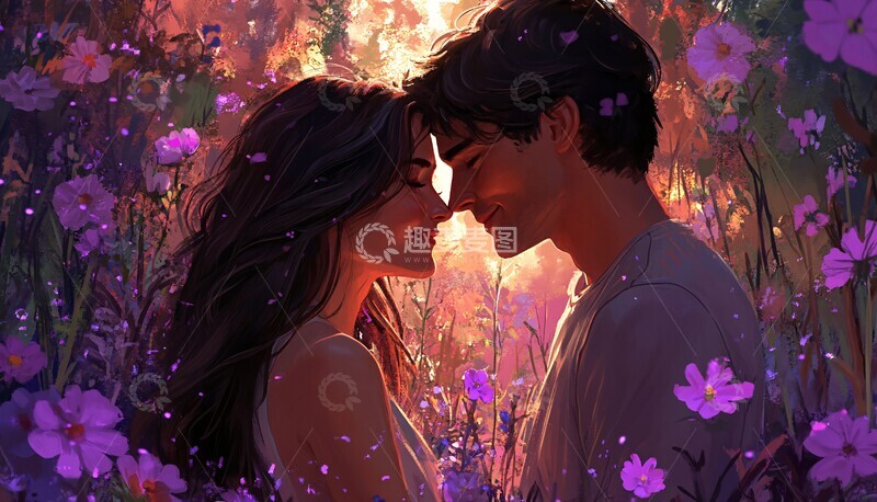 高清大图下载【趣麦麦图】松林中的年轻恋人2