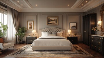 奶油灰黑经典卧室