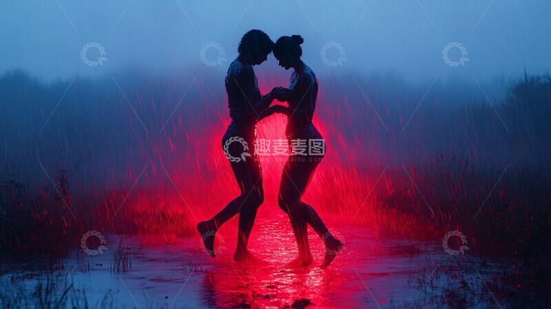 高清大图下载【趣麦麦图】雨中舞动舞动红光田野3