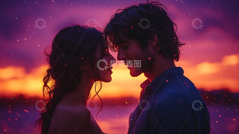 高清大图下载【趣麦麦图】黄昏下的拥抱2