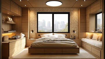 木墙卧室渲染图