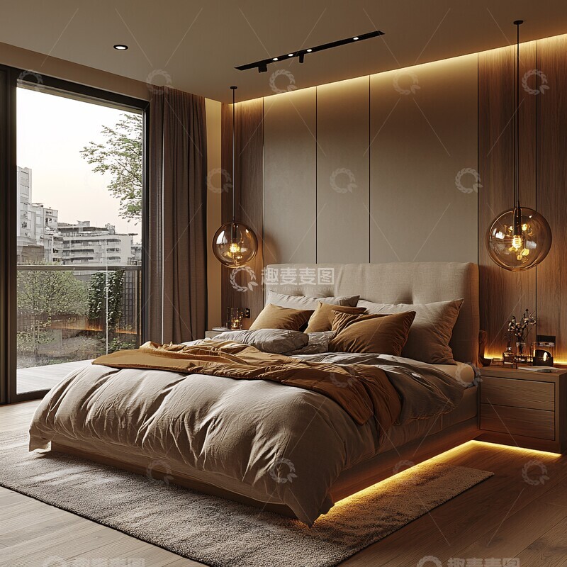 高清大图下载【趣麦麦图】现代卧室床头灯3