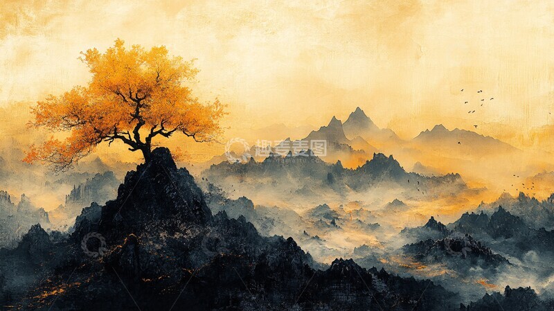 高清大图下载【趣麦麦图】-黑白山水雪雾图