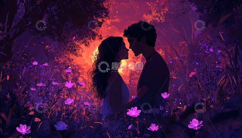 高清大图下载【趣麦麦图】松林中的年轻恋人3