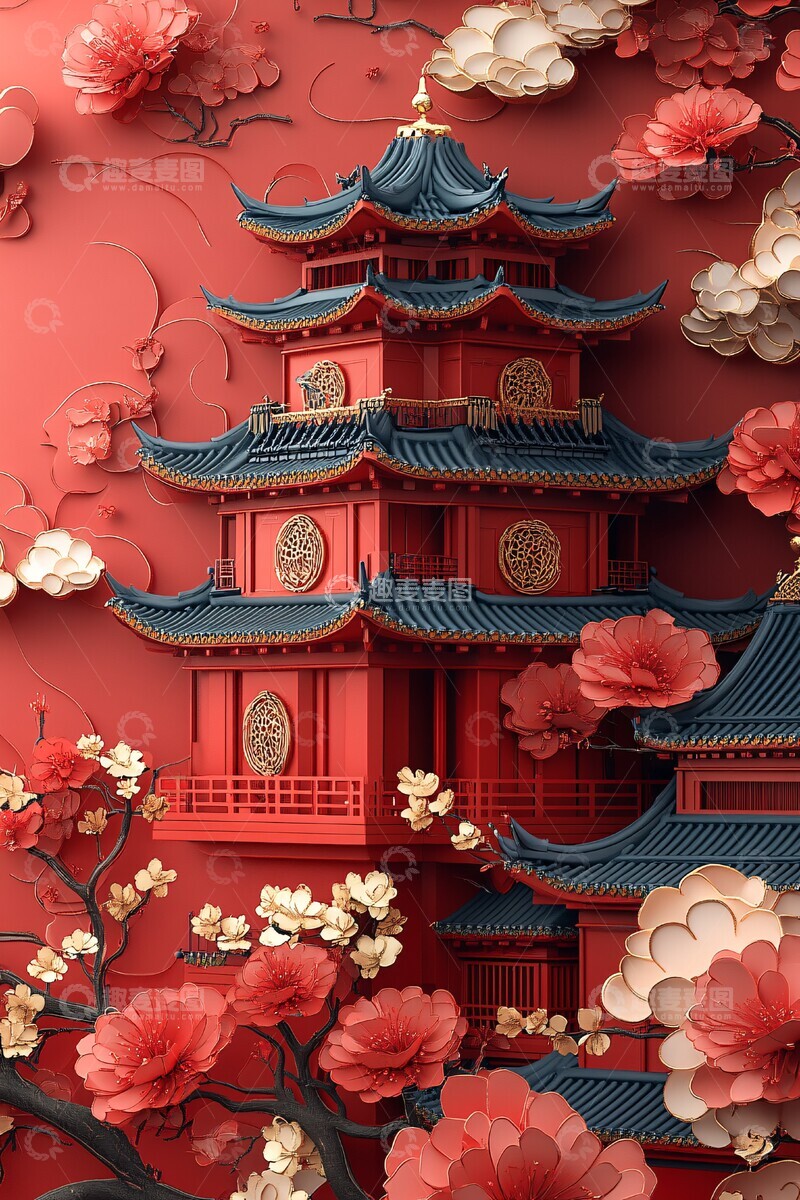 高清大图下载【趣麦麦图】金色花卉云纹背景