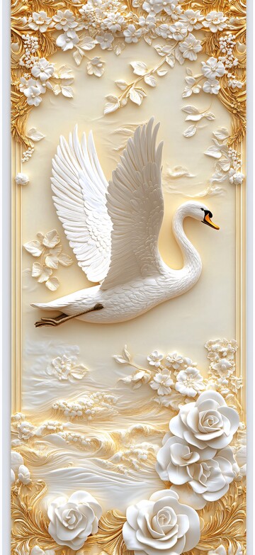 白天鹅黄金花卉壁纸