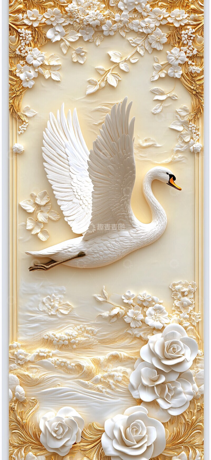 高清大图下载【趣麦麦图】白天鹅黄金花卉壁纸