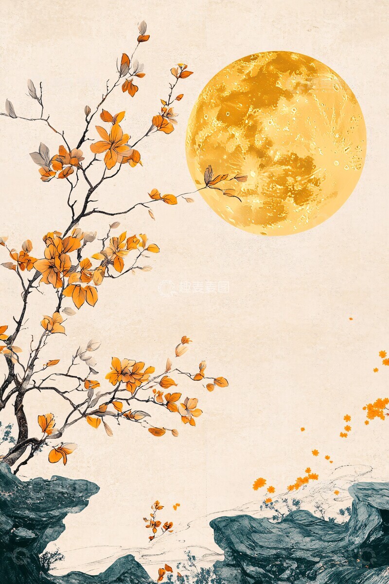 高清大图下载【趣麦麦图】月云间绿意花影