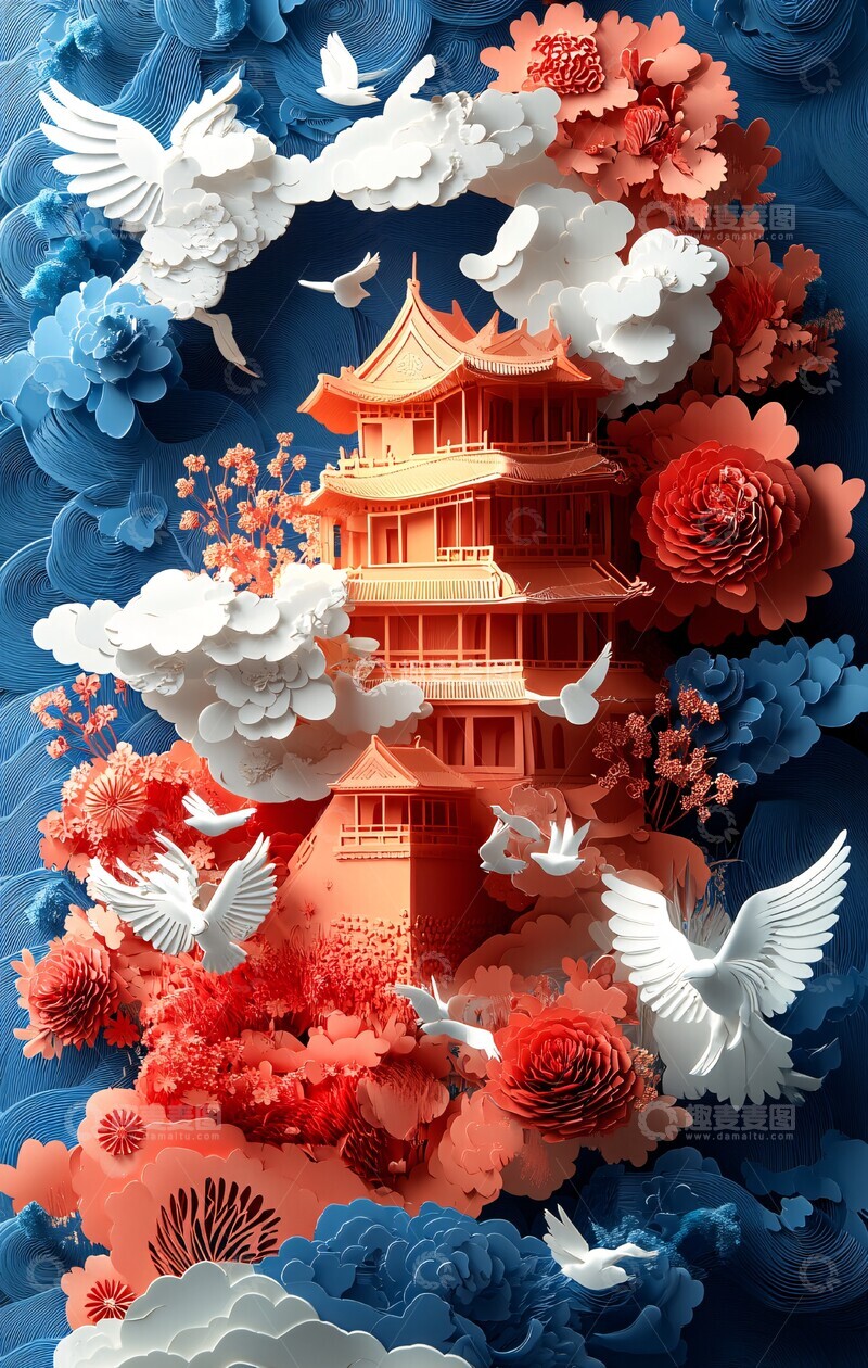 高清大图下载【趣麦麦图】周年纸雕风格