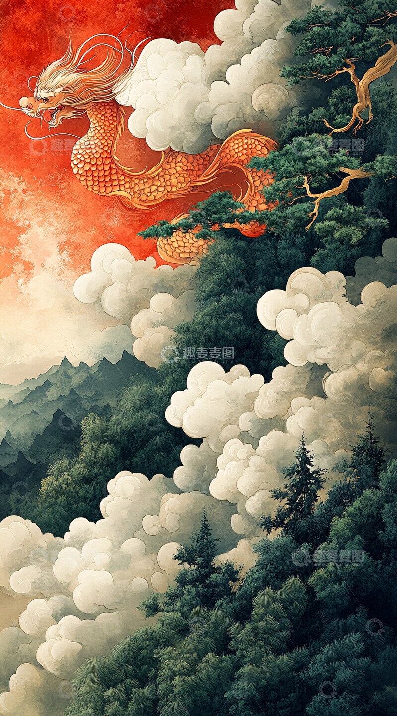 高清大图下载【趣麦麦图】祥云龙纹海报设计