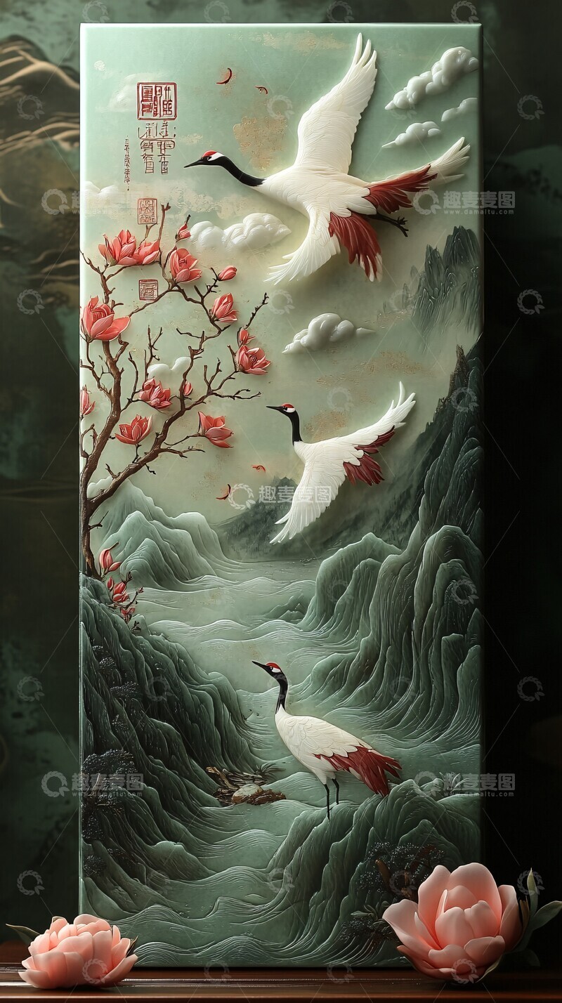 高清大图下载【趣麦麦图】仙鹤祥云月饼礼盒3