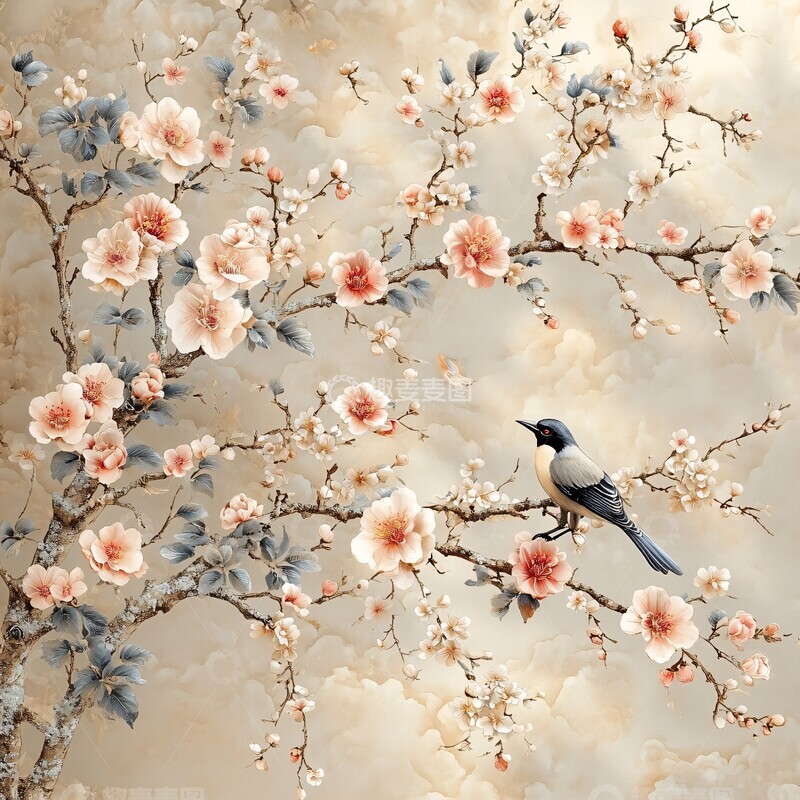 高清大图下载【趣麦麦图】梅树祥云绣艺图