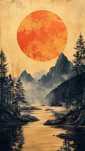 山河树木宫殿图