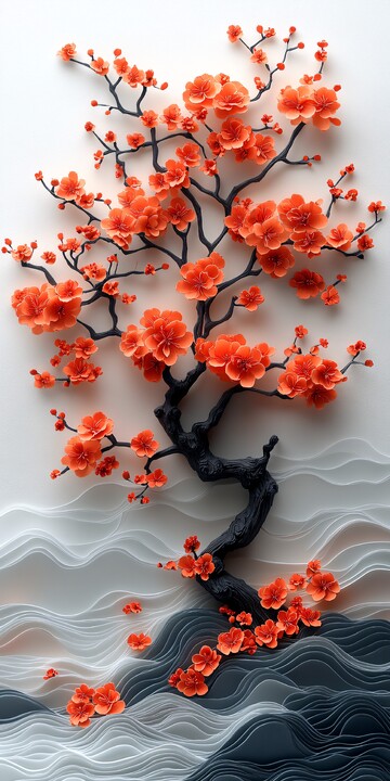 红梅傲雪立枝头