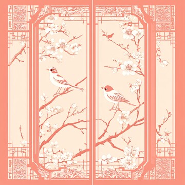 东方窗棂四季图案1
