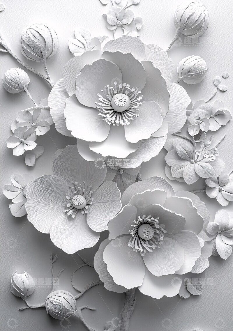 高清大图下载【趣麦麦图】棉花纸艺雕刻图1
