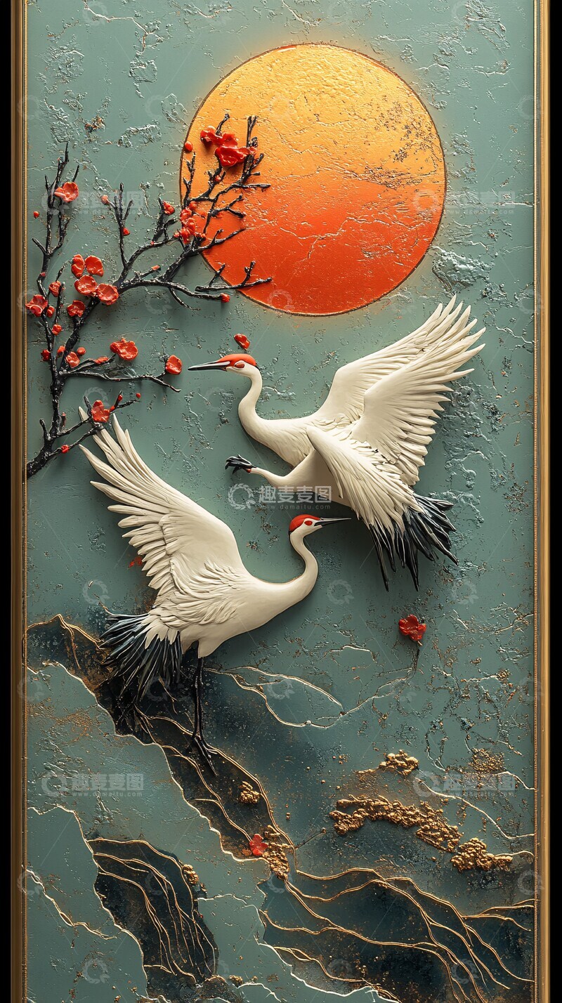 高清大图下载【趣麦麦图】仙鹤祥云月饼礼盒