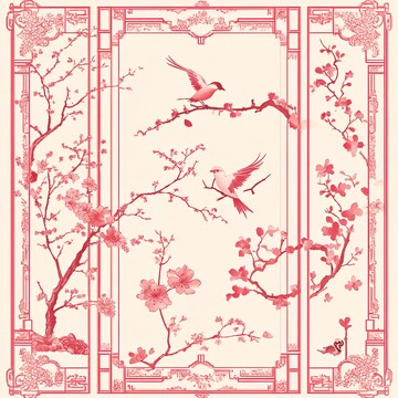 东方窗棂四季图案