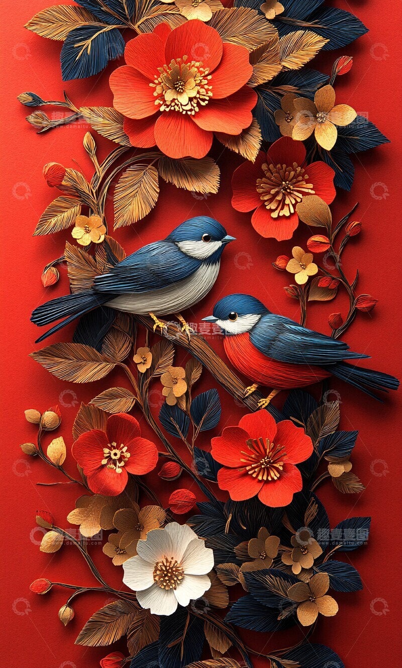 高清大图下载【趣麦麦图】纸雕森林鸟语花香2