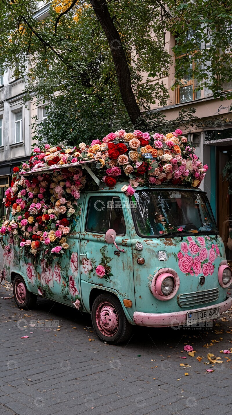 玫瑰装饰的货车2