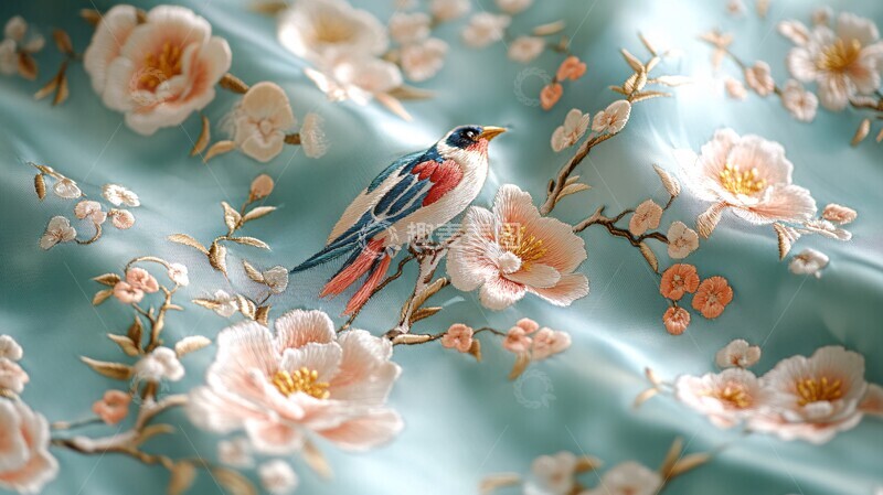 高清大图下载【趣麦麦图】丝光山水绣品