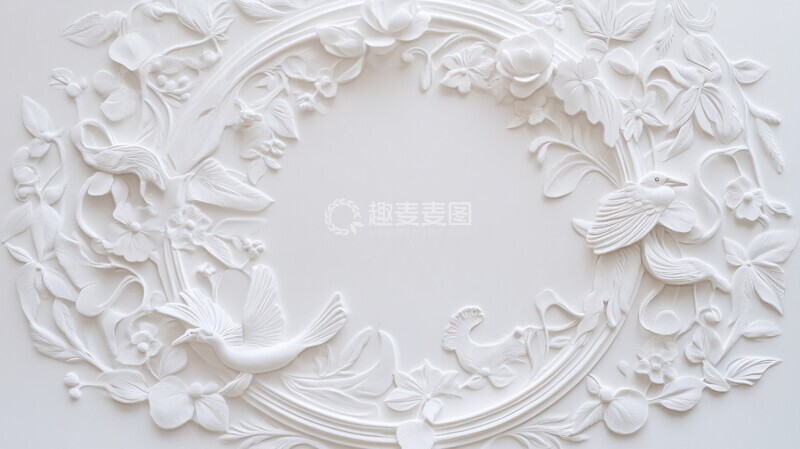 高清大图下载【趣麦麦图】花卉鸟纹圆形图案1