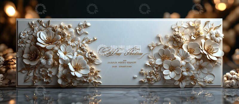 高清大图下载【趣麦麦图】金箔婚礼邀请卡