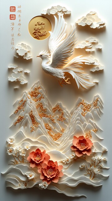 金凤飞翔山花图