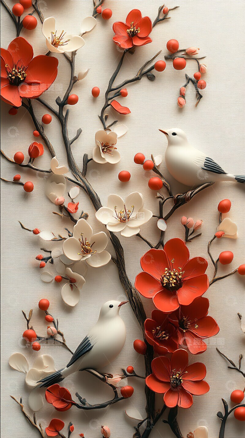 高清大图下载【趣麦麦图】花与鸽婚礼邀请